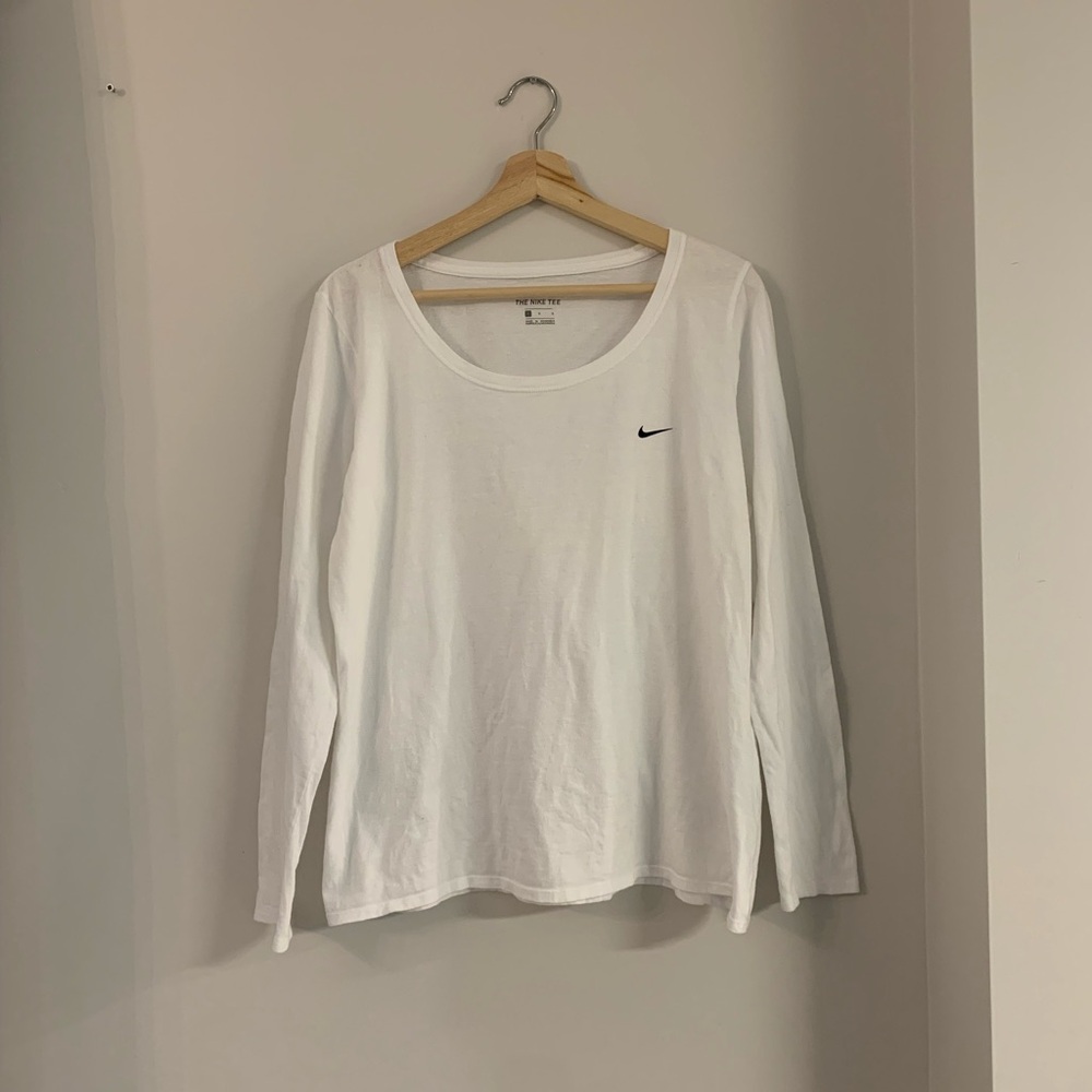 Nike Women's White Long Sleeve Tee with Logo